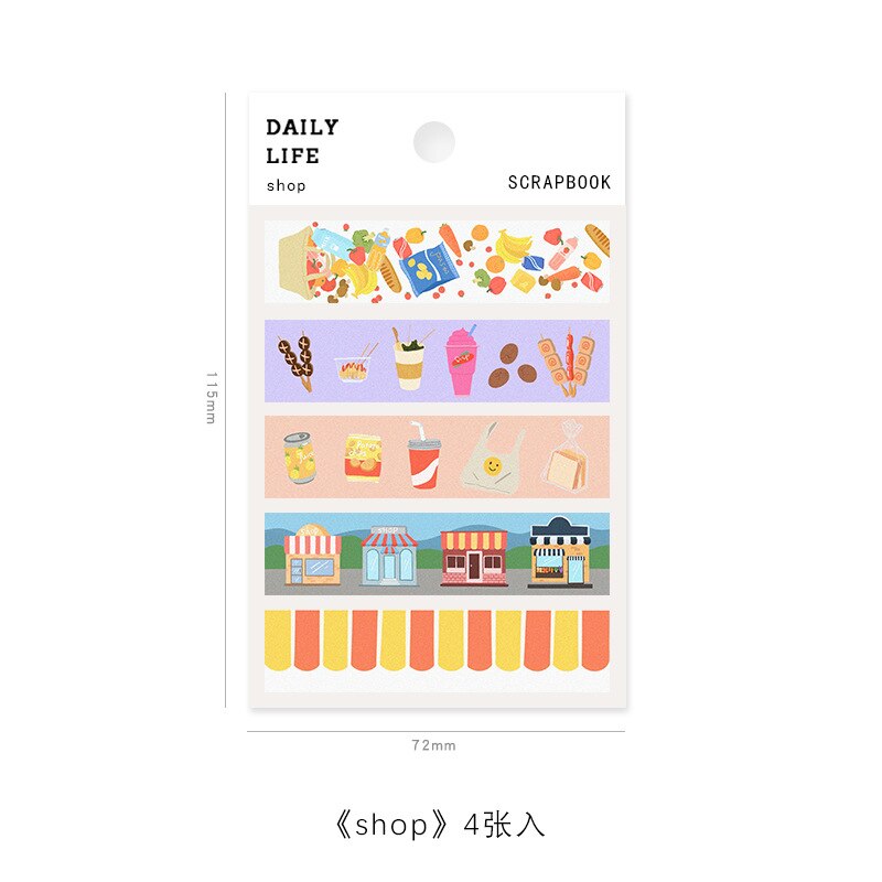 4 Vellen/Set Washi Stickers Papier Sticker Journal Scrapbooking Sticker Notebook Decoratie Ambachtelijke Papier: Shop