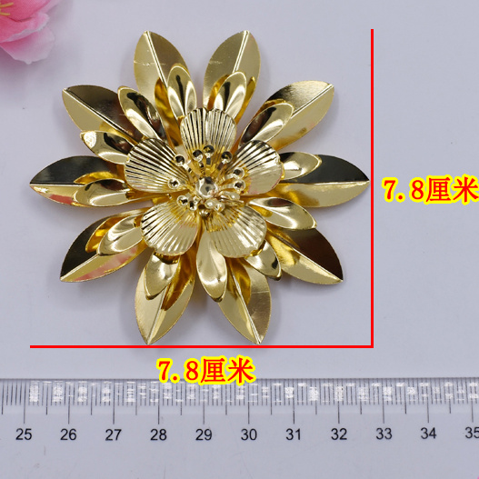 Adornos dorados, joyas plateadas, adornos de plata en 3D con flores, accesorios Diy de plata, adornos de cristal dorados y plateados, 10 Uds./7,8 CM: Gold