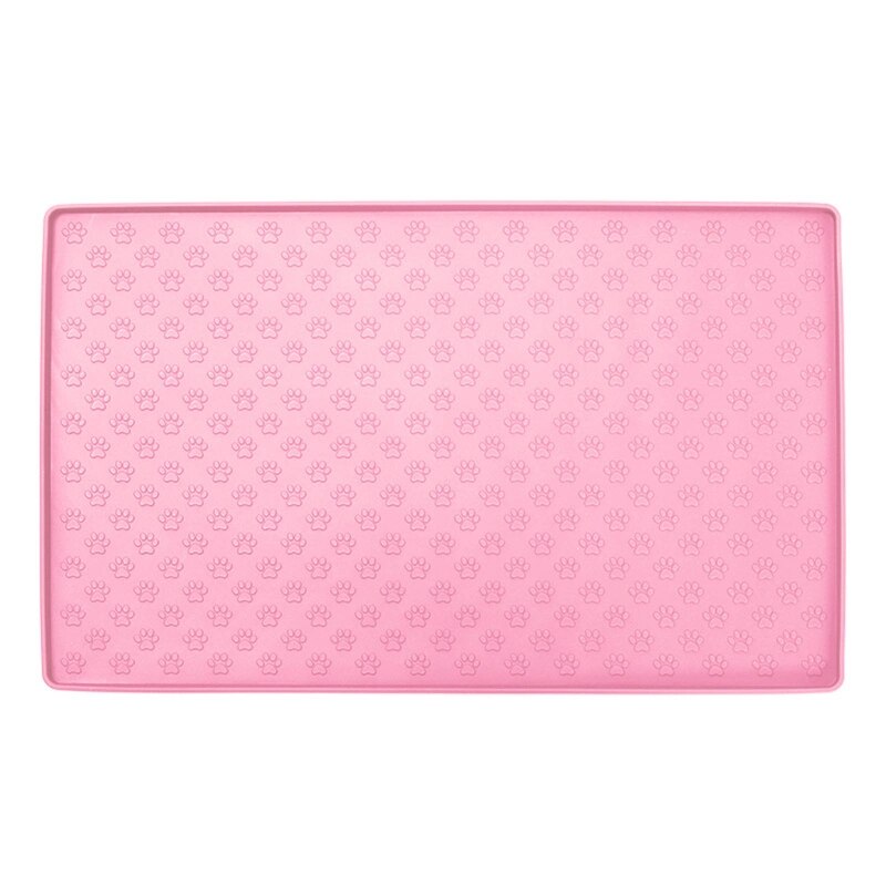 Silicone Dog Food Mats Waterproof Slip Resistant Raised Edge Pet Feeding Mats Pet Bowl Mat with High Lip Dishwasher Safe: Pink