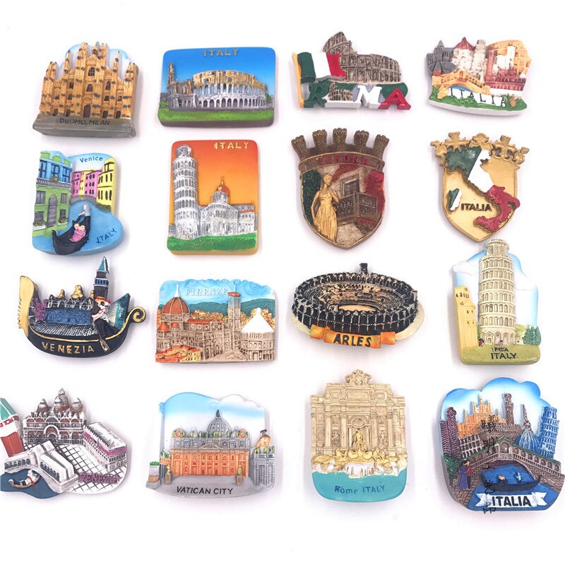 Imán de resina para nevera, decoración del hogar, Colección conmemorativa de Turismo de Roma, Venecia e Italia