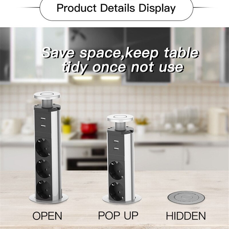Eu us uk stopcontact telefoon smart home stekkerdoos 2 usb intelligent verborgen desktop stopcontact 2.1a kantoor keuken pop-up