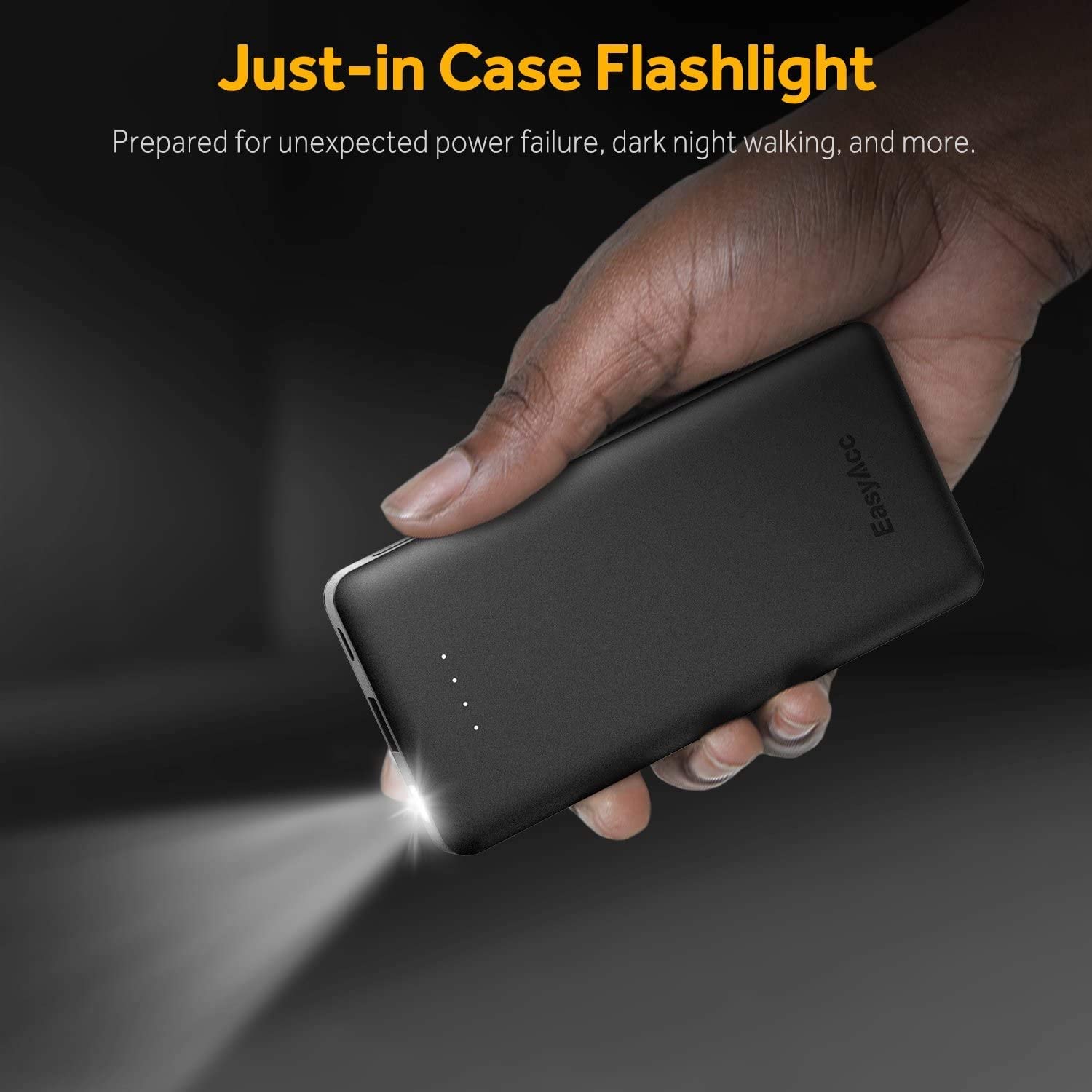 Easyacc powerbank, powerbank 10000 mah hurtigopladning sort powerbank ekstern batteripakke bærbar oplader powerbank til xiaomi