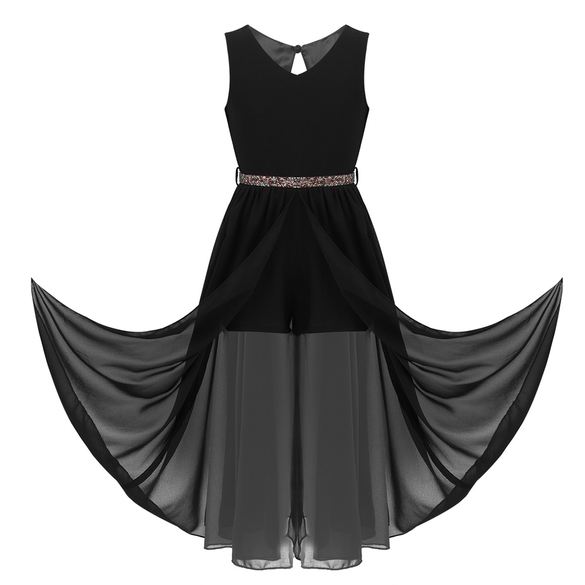 Kids Teens Ballet Tutu Dance Leotard Dress Short Jumpsuit Romper Maxi Dress Girls Lyrical Dance Costumes ballerina dress kids: Black / 6