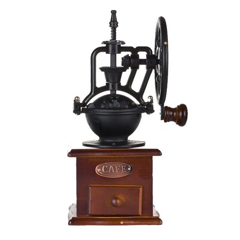 Manual Coffee Grinder Antique Cast Iron Hand Crank Coffee Mill With Grind Settings & Catch Drawer: Default Title