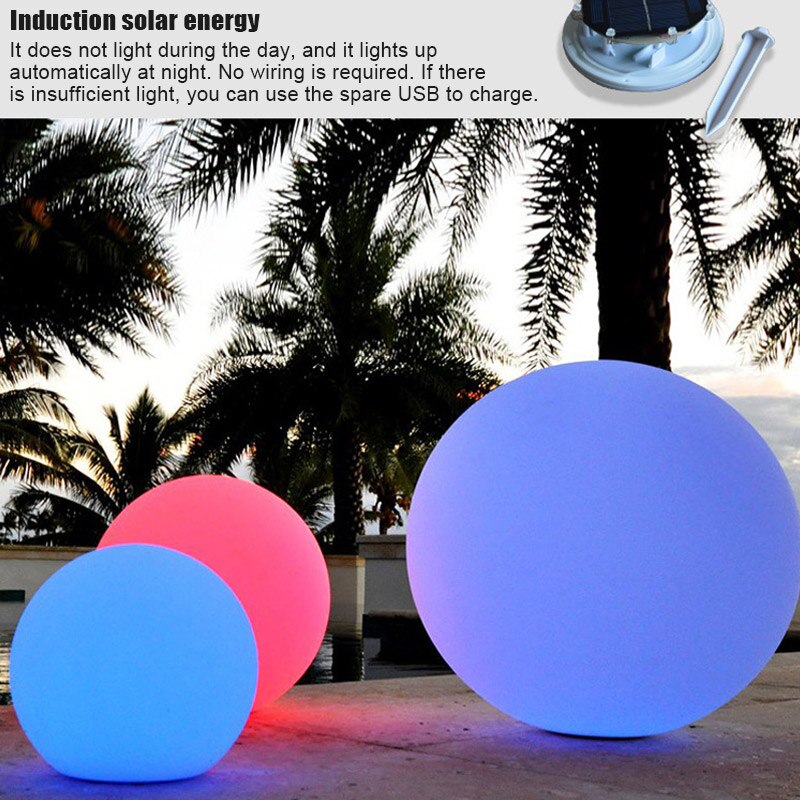 Solar LED Light Ball Cordless Night Lights with Remote Control Rechargeable Pool Floating Orb MDJ998