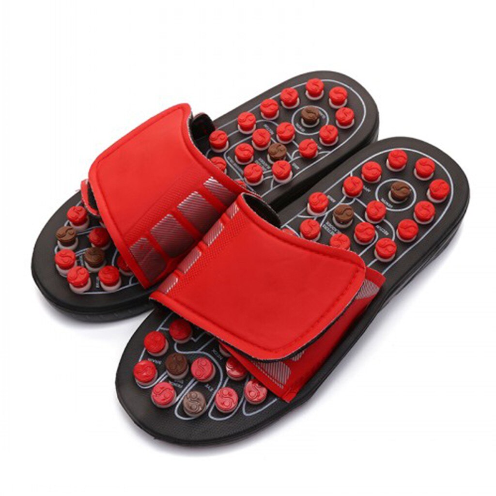 foot acupressure slippers Women Men Foot Massage Therapy Activation Care Adjustable Sandal Slippers Shoes sloffen heren#y2: Red / 43