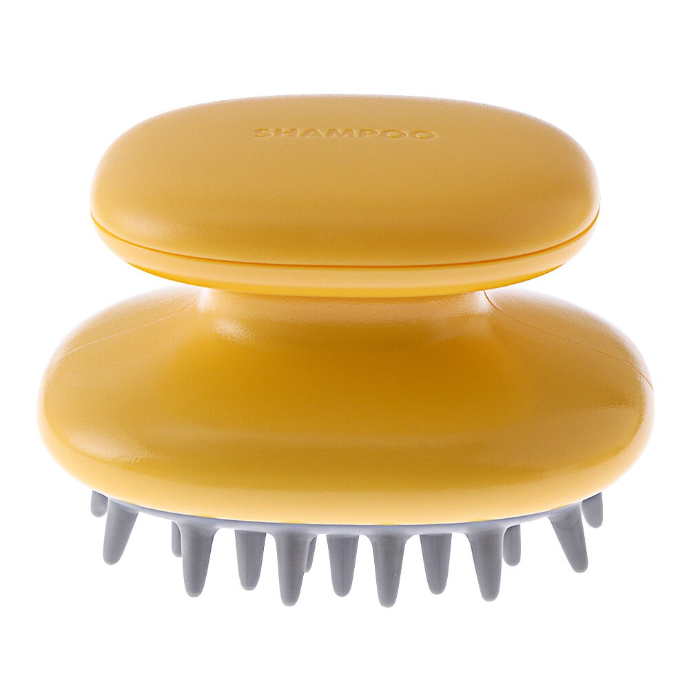 1Pc Siliconen Shampoo Massage Borstel Handheld Hoofd Body Hoofdhuid Haar Kam Wassen Douche Borstel Bad Spa Cleaning Borstels: yellow -A