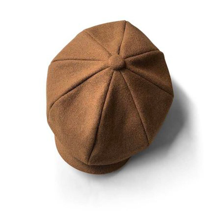 Chapeau en laine de chameau noir pour homme et femme, casquette à chevrons Tweed, octogonale, rétro, plat, collection hiver , BLM65