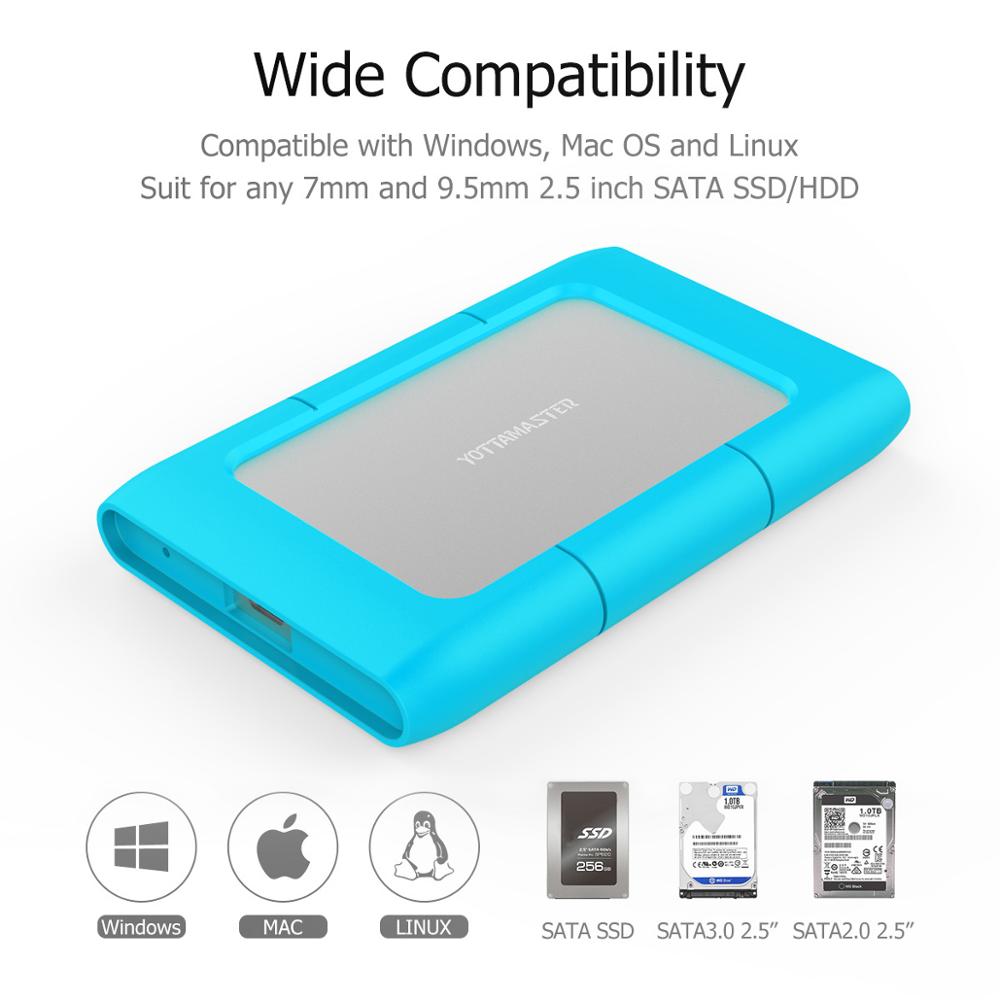 Yottamaster boîtier HDD 2.5 pouces SATA vers USB 3.1 Type C adaptateur pour Samsung Seagate SSD boîtier de disque dur boîtier de disque dur externe