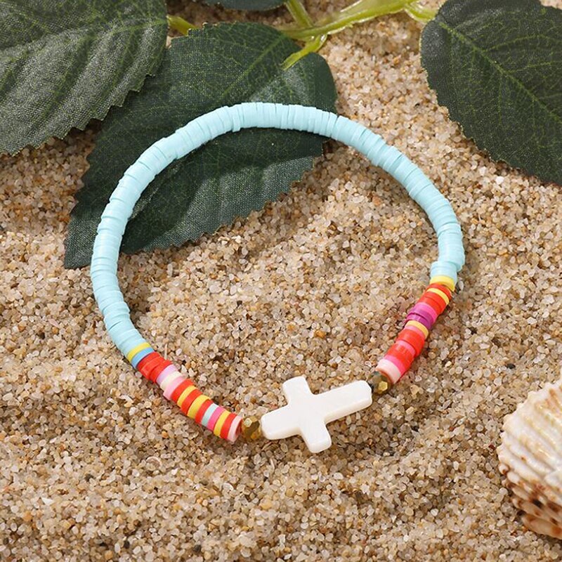Afrikanske perle perle halskæde kvinder mænd boheme farverig ler heishi choker halskæder boho handamde smykker: Lyseblå