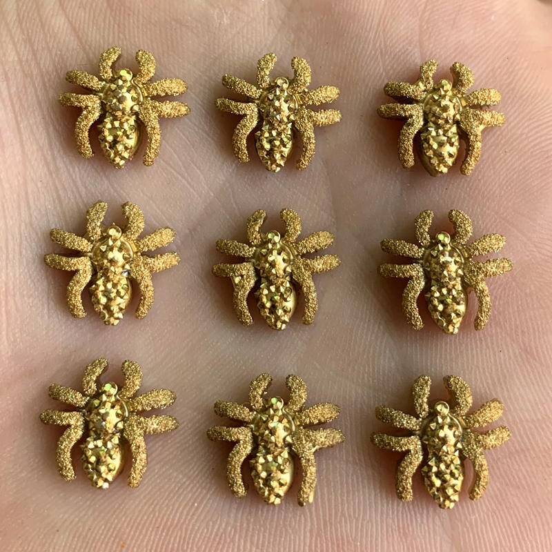 60pcs 13mm Vintage Mini Spider plat hars cabochons Rhinestone Crystal Strass Voor Kleding Sieraden Maken DIY Ambachten: B701