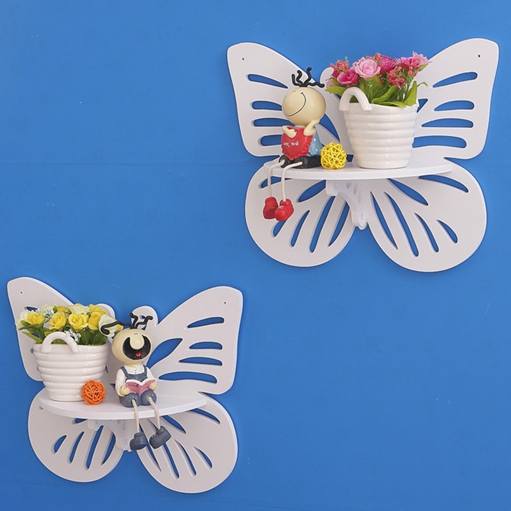 simple butterfly hollow TV background wall hanging wall decoration shelf wall shelf frame Shelves flower LM01181044