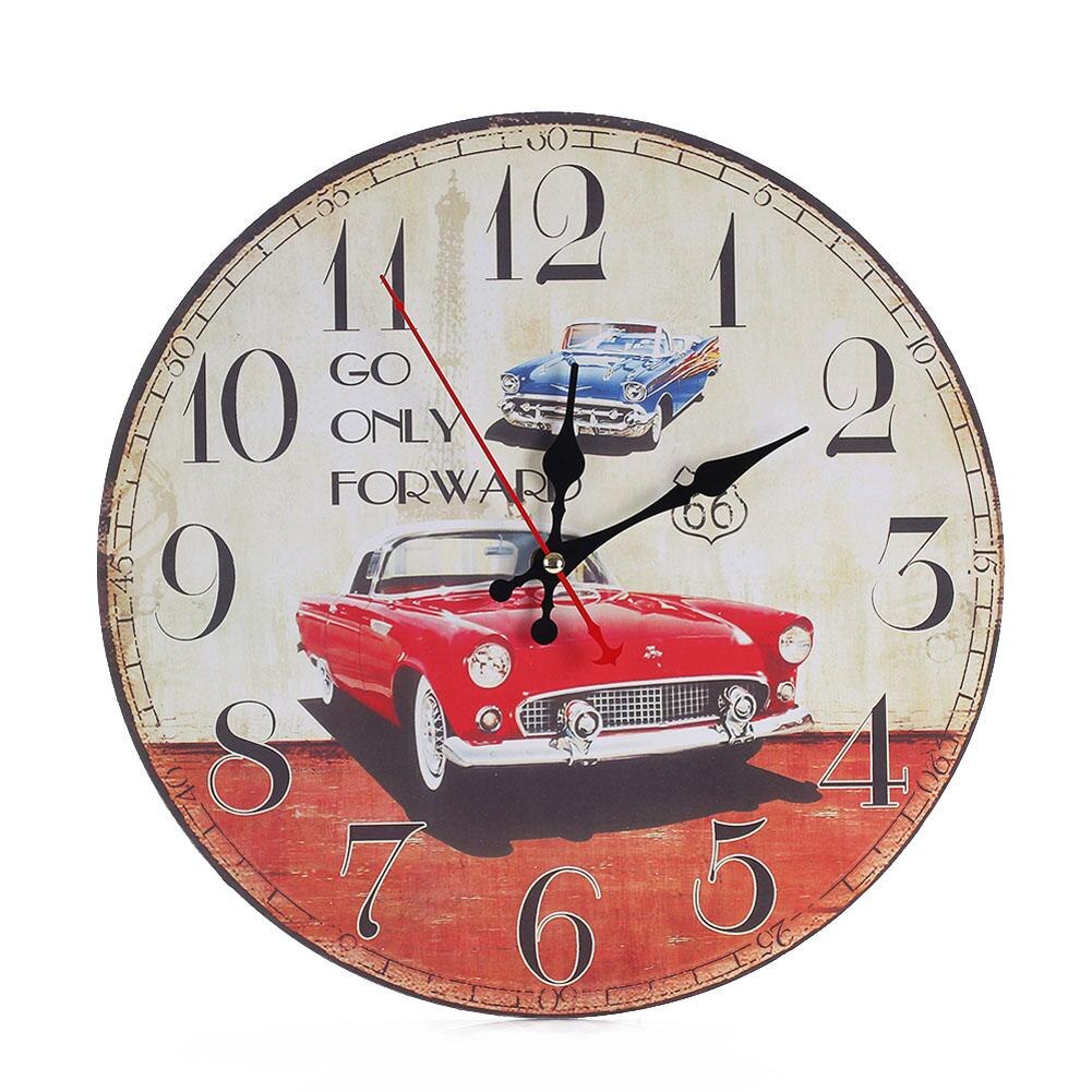 30CM Retro European Wall Clocks Round Bedroom Living Room Digital Dial Mute Metal Wall Clock Home Decoration: B