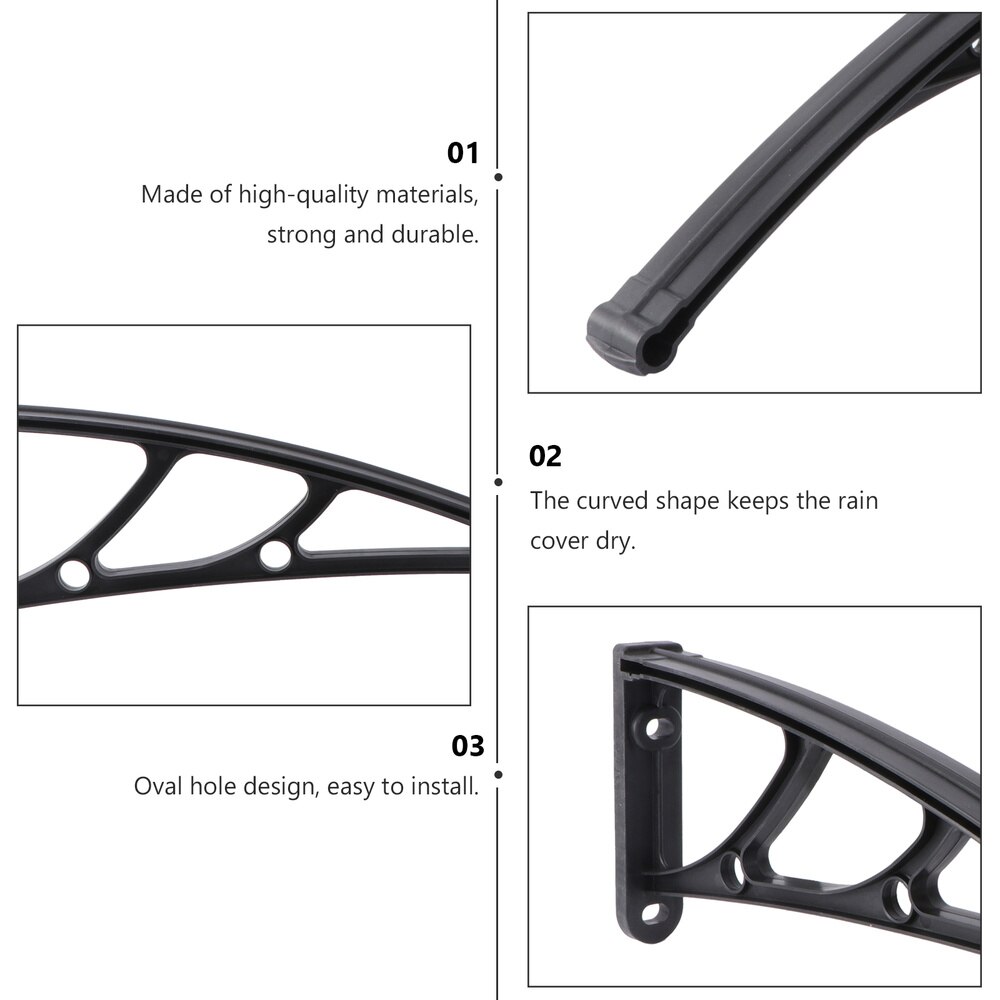 Support d'auvent de balcon extérieur, largeur de la fente de Support de 3mm (noir)