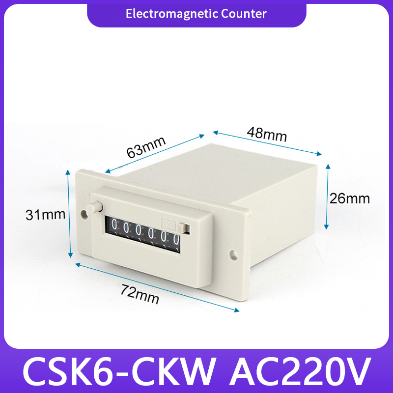 CSK-CKW 4/5/6-Digit Elektromagnetische Teller Met Handmatige Afsluitbare Puls Teller Meerdere Spanningen DC24V AC220V: Bruin