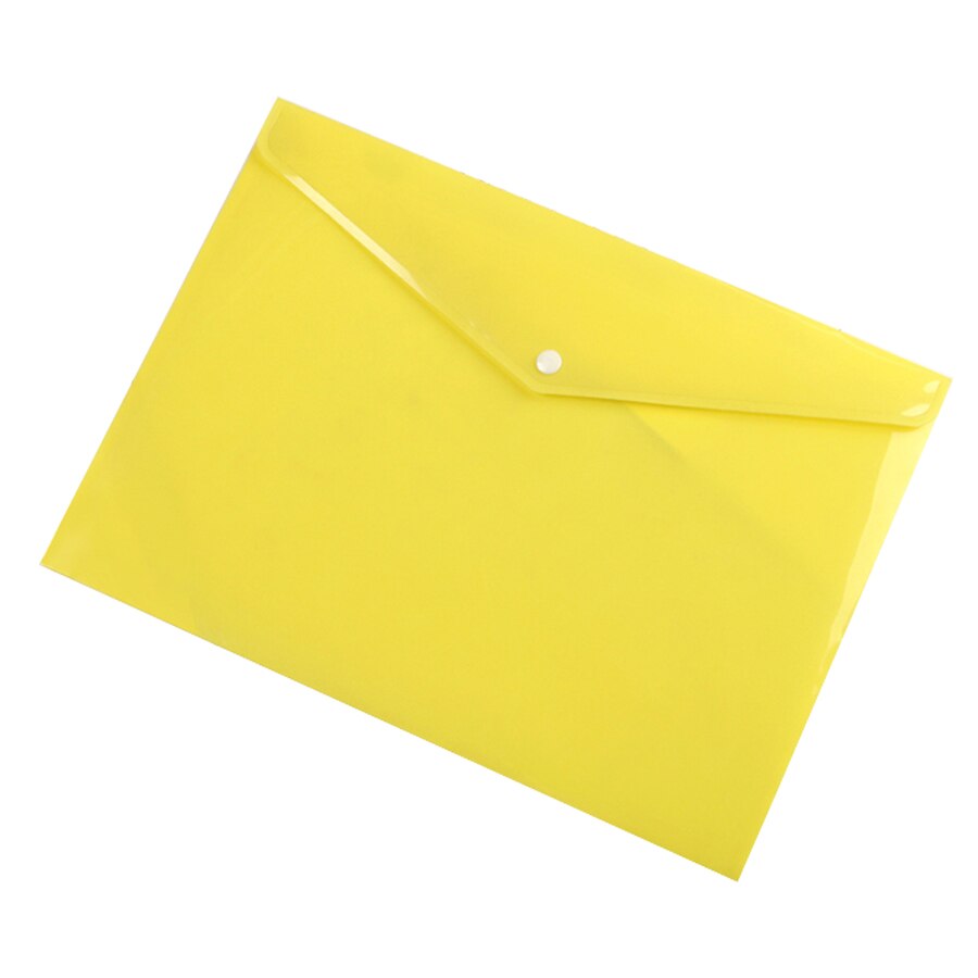 A4 Size Envelope Folder PP Plastic Storage Pouch Holder Paper Document File Folder Organizer Bag with Snap Button Closure: Opaque Yellow