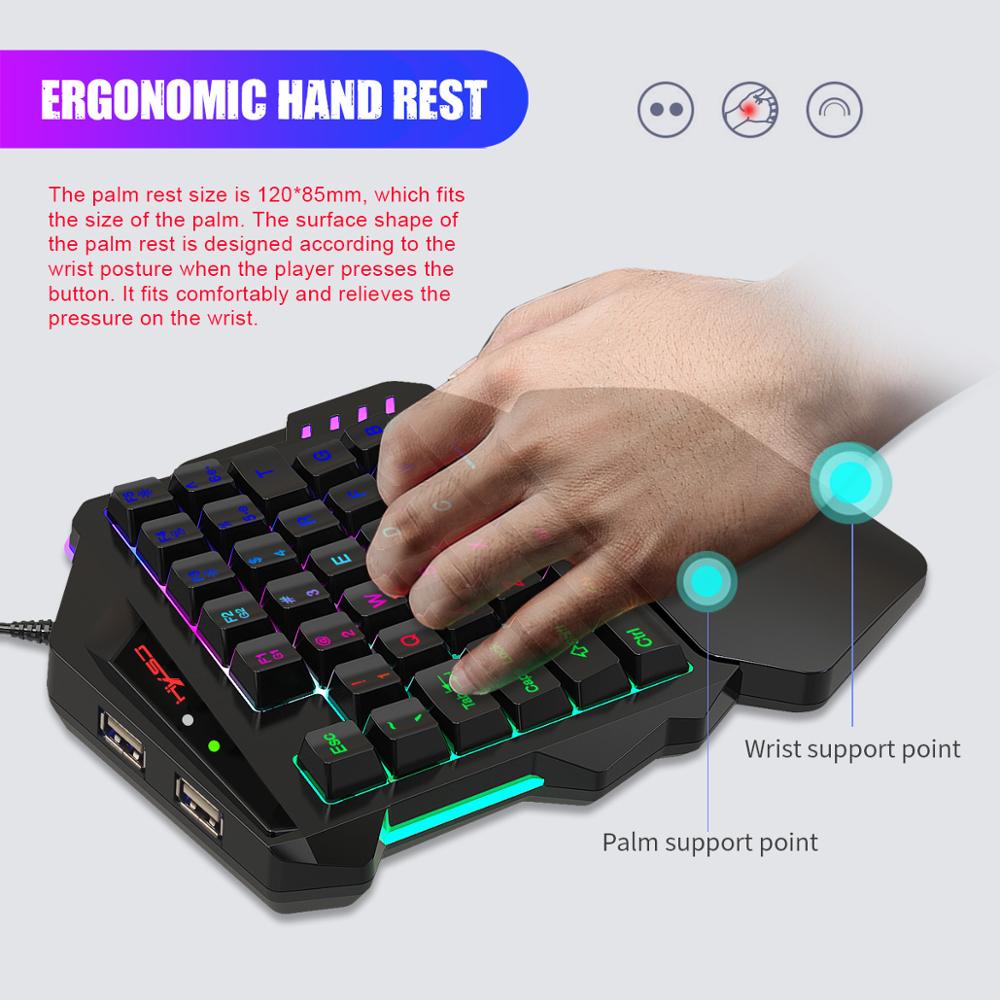 One-Handed Gaming Keyboard Mouse Set RGB Backlit Portable Mini Gaming Keypad Mice Game Controller 7200Dpi for PC PS4 Xbox Gamer