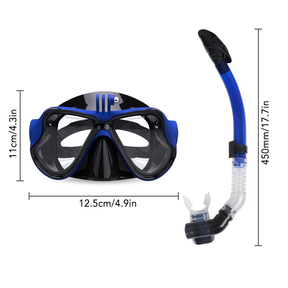 Dry Snorkel Mask Set Snorkeling Gear Snorkel Goggles Anti Fog Tempered Glass Snorkel Goggle for Swimming Scuba Diving Snorkeling