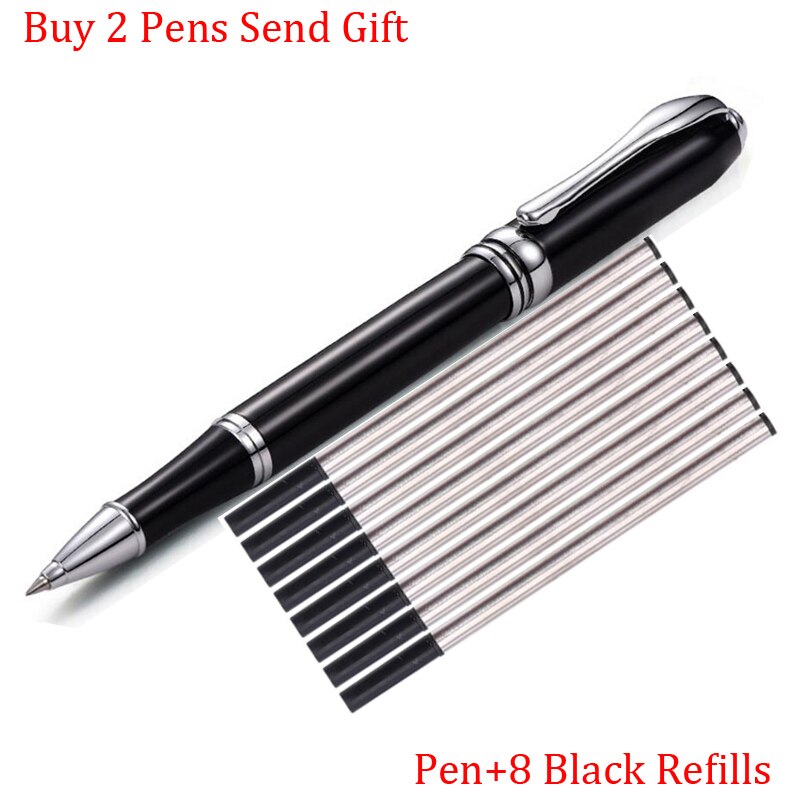 Classic Full Metal Luxury Ink Fountain Pen Office Signature Writing Pen Buy 2 Send: Pen 8 Black Refills