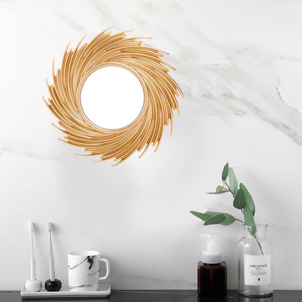 Rotan Spiegel Innovatieve Art Decoratie Ronde Make-Up Spiegel Dressing Badkamer Nordic Primaire Kleur Rieten Muur Opknoping Spiegel