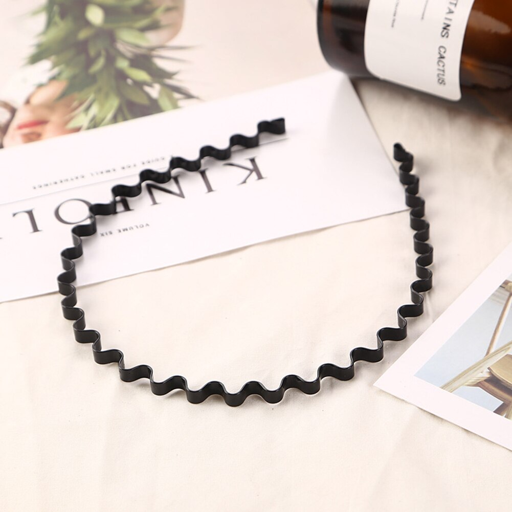 Serre-tête ondulé noir unisexe, 1 pièce, hommes femmes, accessoires de cheveux: Black Thick