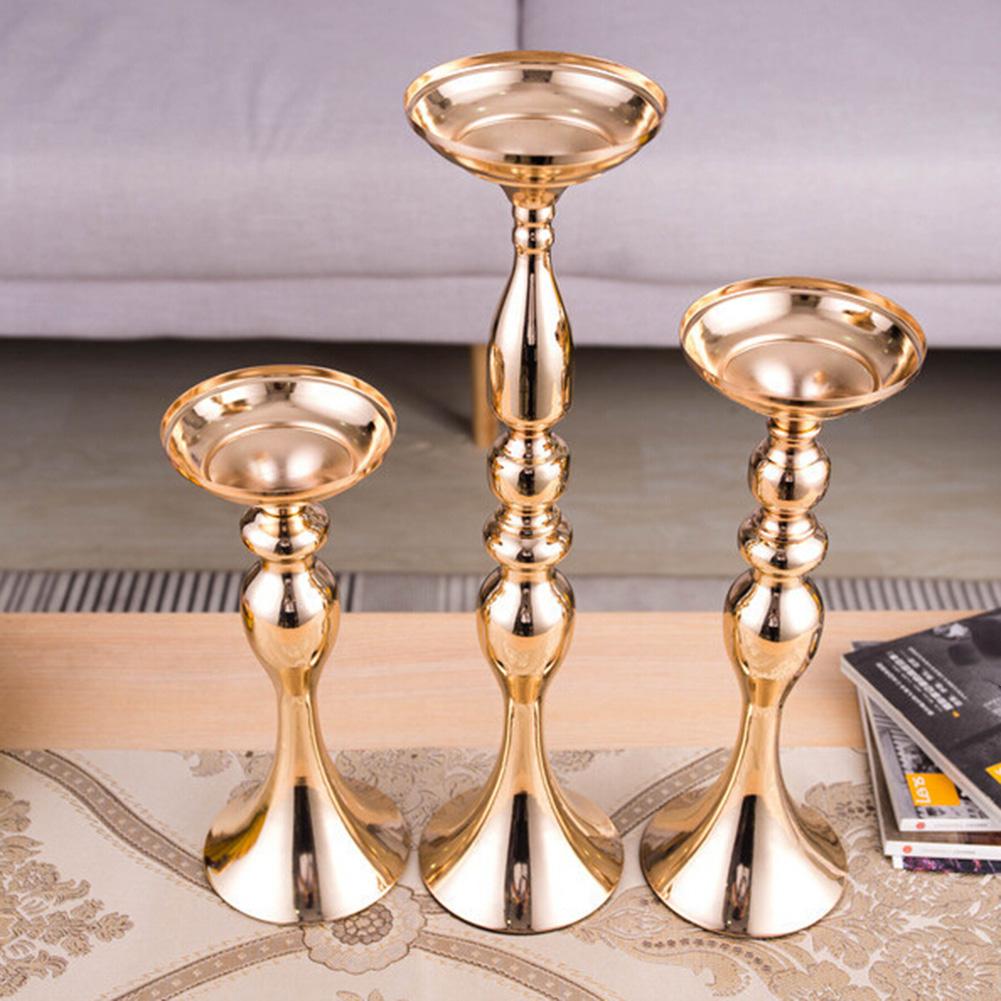 Metal Candle Holder Stand Flowers Vase Candlestick Wedding Home Table Decor