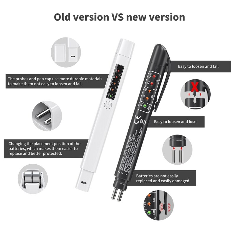 LED Digital Car Brake Fluid Tester Pen Oil Tester Brake Liquid Testing 5 LED Indicators High-sensitive Sensor