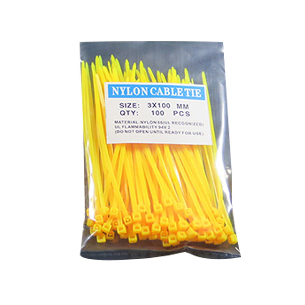100Pcs/Pack 3*100mm Self-Locking Plastic Nylon Cable Ties Colorful National Standard Reusable Nylon Cable Tie Set: Yellow