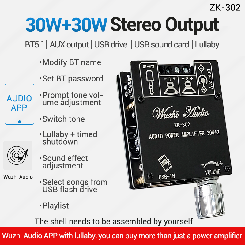Wzmacniacz Bluetooth Płytka - 5.0 Audio Power Amplificador 2.0 2.1 Subwoofer Stereo 15W 30W Kontrola Bass APP