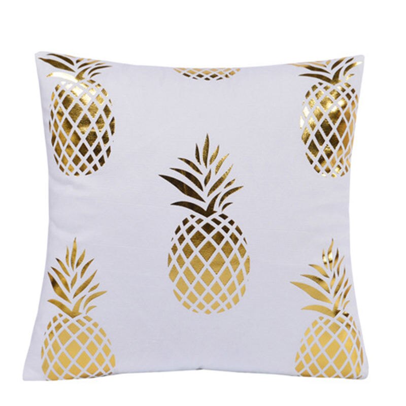 BeddingOutlet Bronzing Kussenhoes Goud Zwart Wit Kussensloop Geometrische Decoratieve Kussensloop Sofa Blad Kussenslopen 45x45: White 002