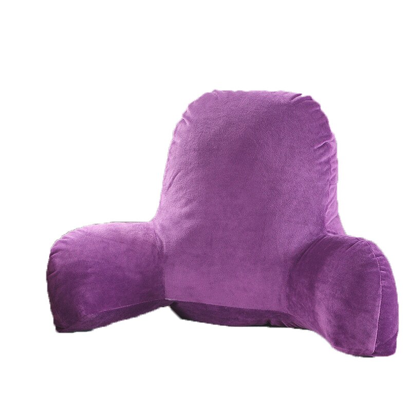Big Backrest Reading Bed Rest Pillow Lumbar Support Chair Cushion with Arms Plush Memory Foam Fill for Office Home: Purple