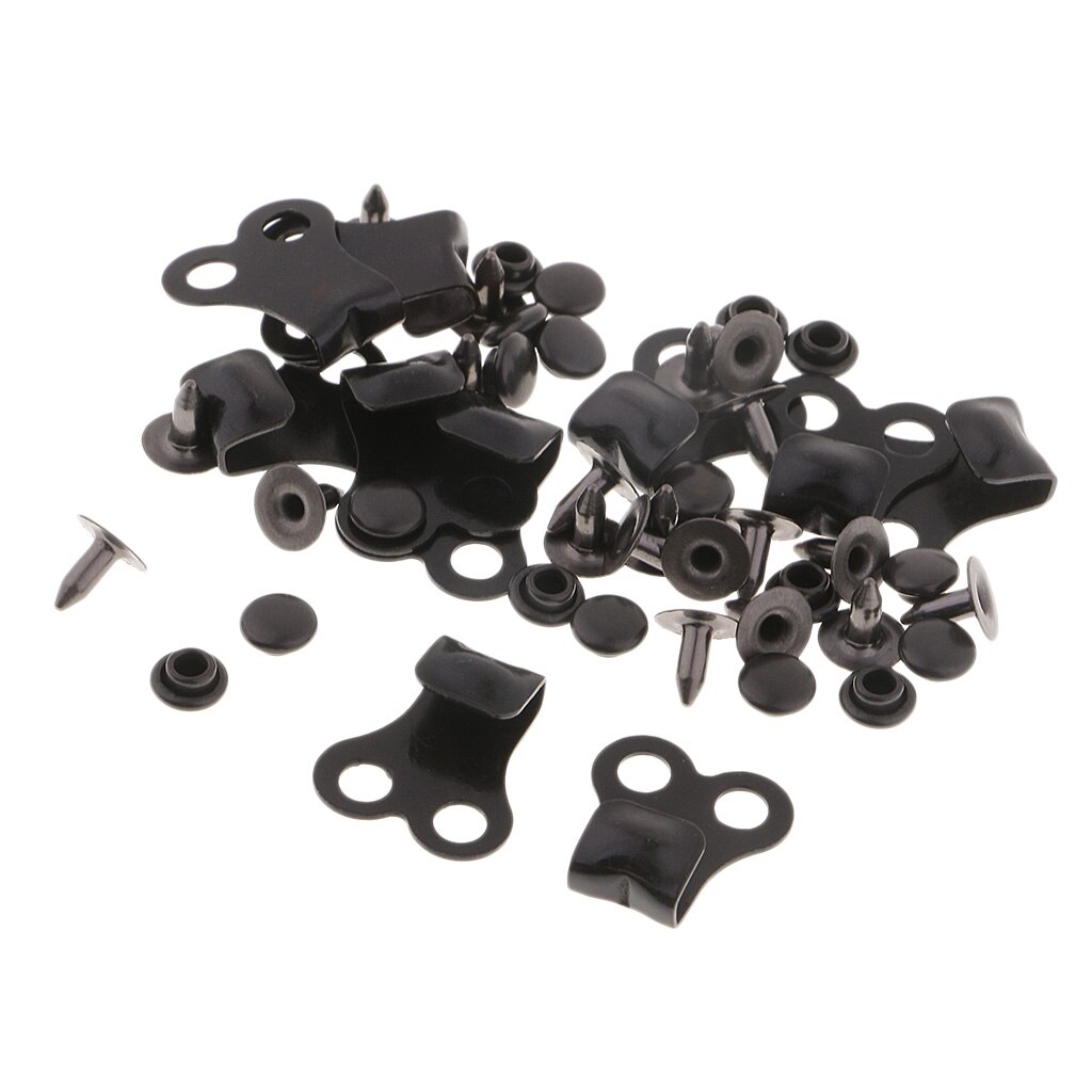 Fityle-ganchos de encaje para botas, accesorios con remache para senderismo, Camping, escalada, bricolaje, costura, bolso, remaches para prendas, 10 Uds.: Black 