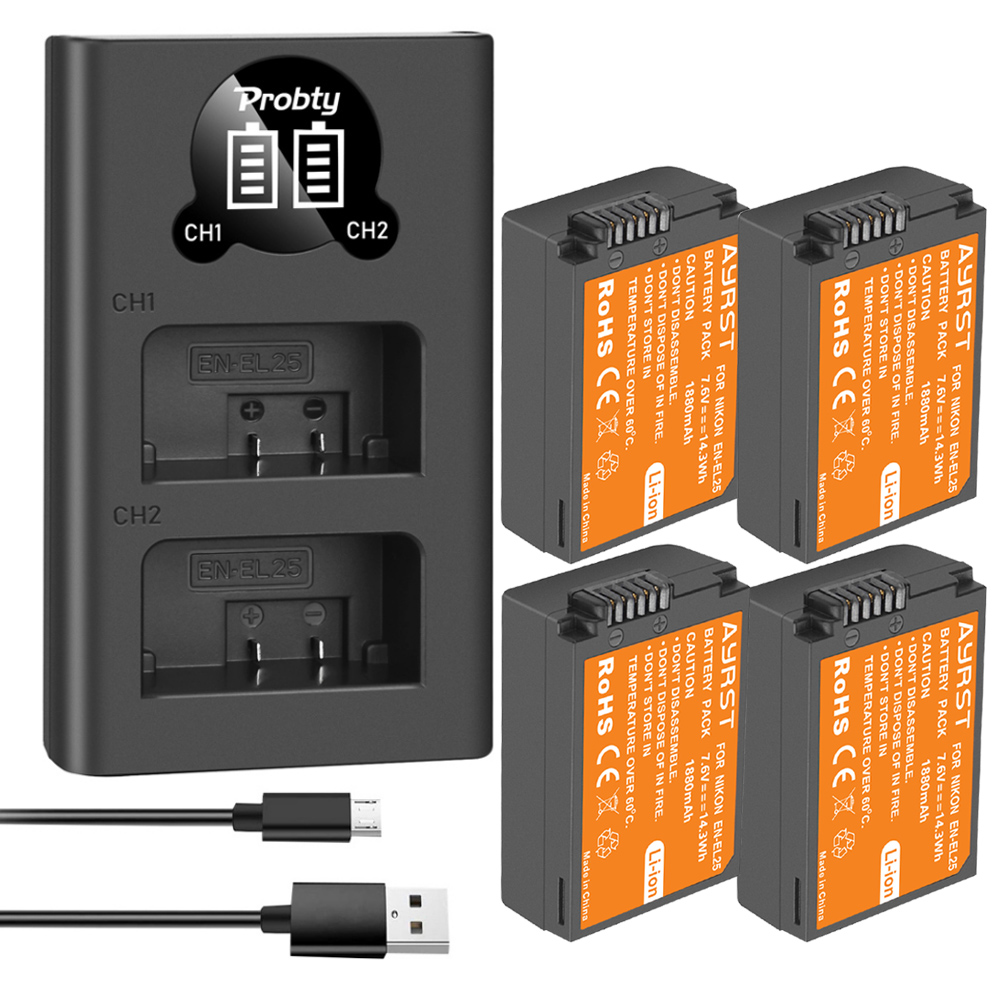 EN-EL25 ENEL25 Batería recargable de iones de litio de 1880 mAh con cargador LED para Nikon Z30 Z50 ZFC Z 50 Z FC