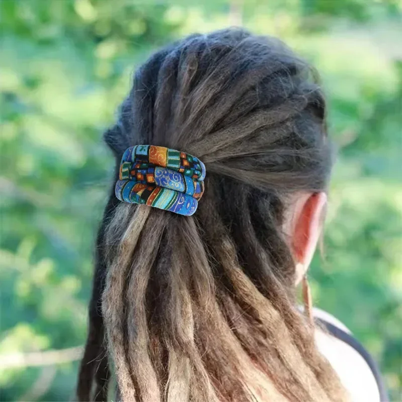 Bandas para el cabello flexibles coloridas, cuerdas para el cabello de estilo étnico, lazos, diadema de cola de caballo, rastas, horquilla larga para cola de caballo, accesorios para el cabello
