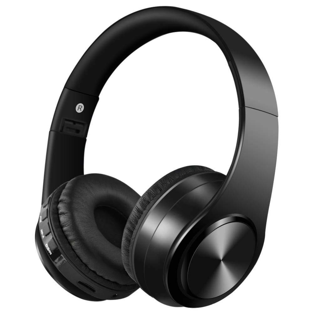 Bluetooth4.0 Foldable Stereo Wireless Headphone Bass Headset Microphone Support TF Card FM Radio MP3 Player For Phone PC PAD: Black