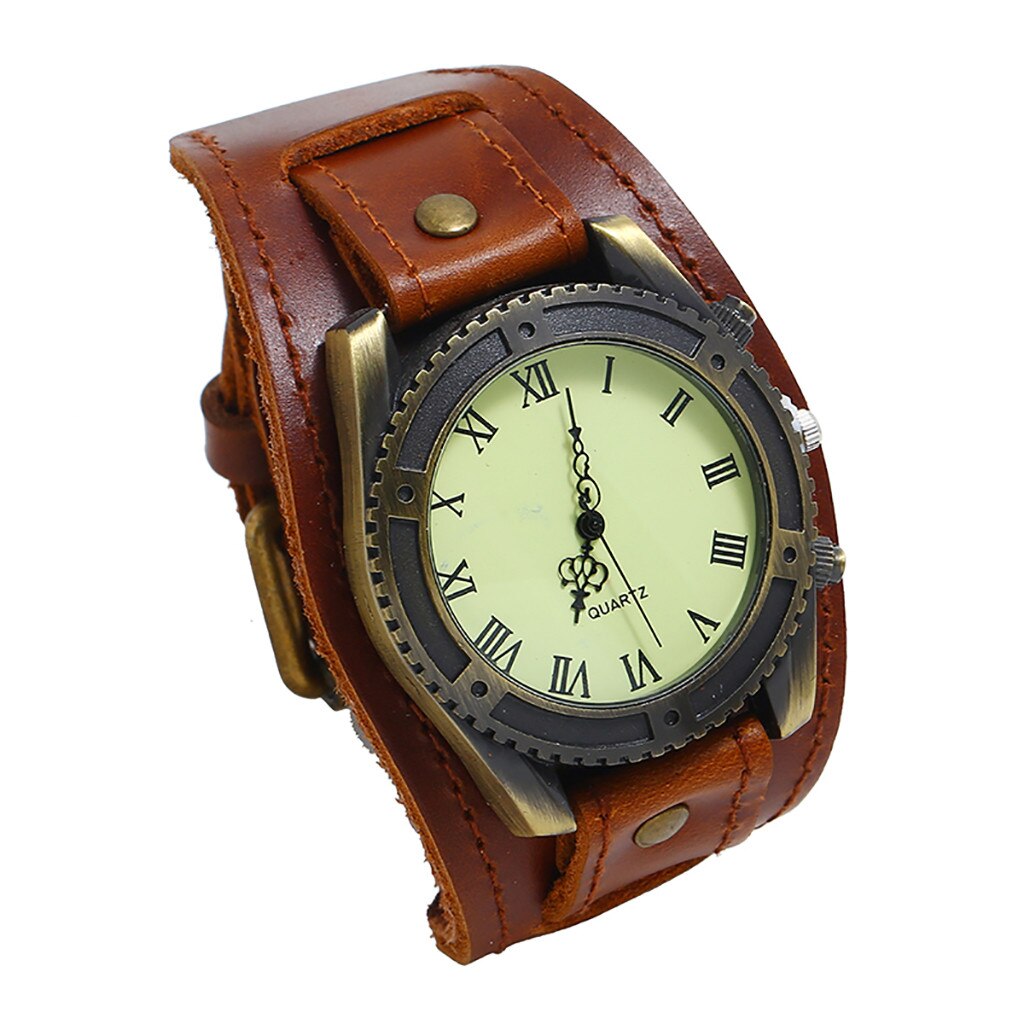 watches men Punk Retro Simple Pin Buckle Strap Leather Band Watch relogio masculino Quartz Wristwatches reloj saat: B
