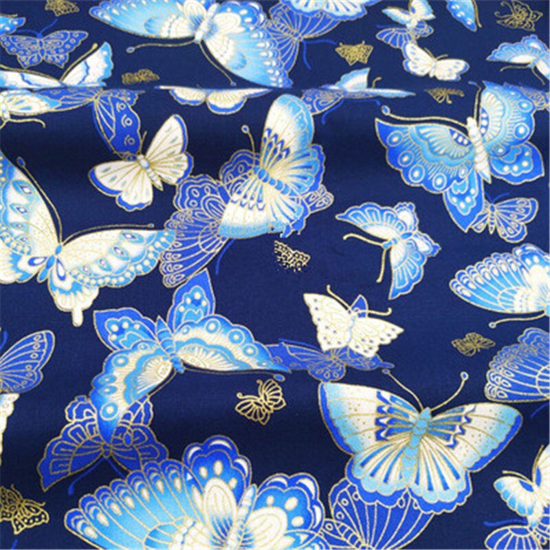 Bomuld bronzing og vind stof japansk kimono håndlavet klud sommerfugl print tøj knus pudebetræk gardin duge stof