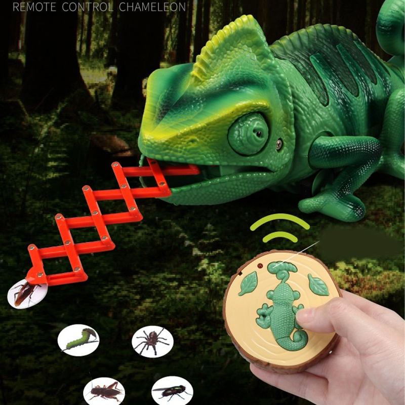 Rc dyr legetøj rc-kameleon firben kæledyr intelligent legetøj fjernbetjening legetøj elektronisk model krybdyr dyr til barn