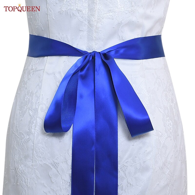 TOPQUEEN S419-G Jahrgang Blumen- Hochzeit Gürtel Smaragd Mutterschaft Schärpe Strass Blume Hüftgürtel Für Braut Kleid Kleid Applikationen: königlich Blau Schleife