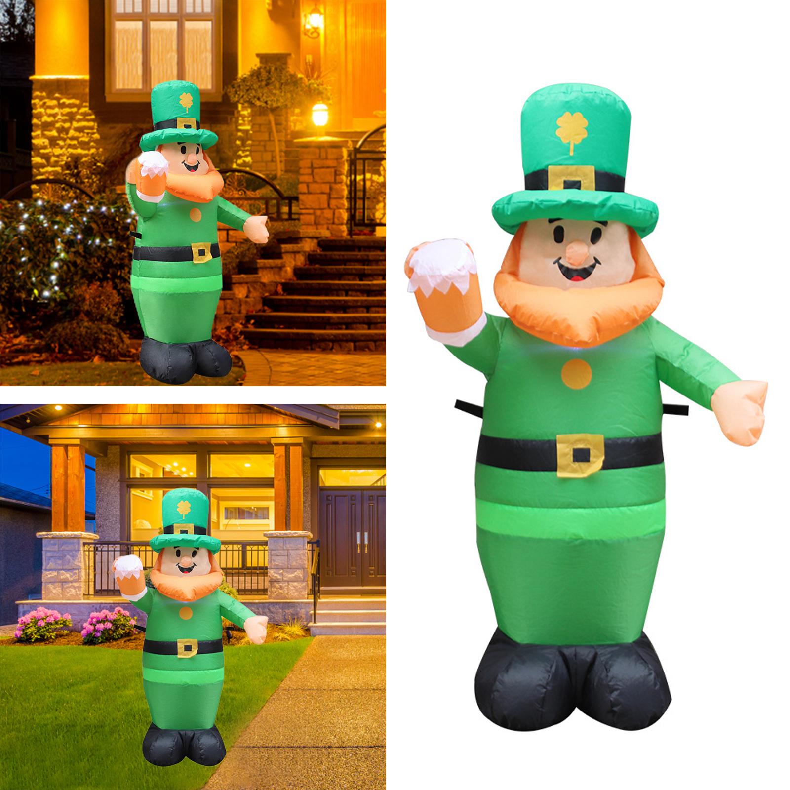 Inflatable Decor with Lights Polyester Decor Doll Inflatable Luminous ST Patricks Day Inflatable Decor for Lawn Yard EU Adaptor