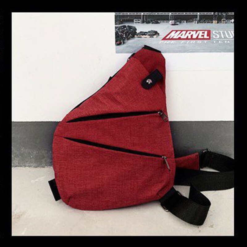 Mannen Reizen Zakelijke Fino Tas Inbraakpreventie Schoudertas Holster Anti Diefstal Beveiliging Band Digitale Opslag Borst Zak ZF10097: Wine red Right