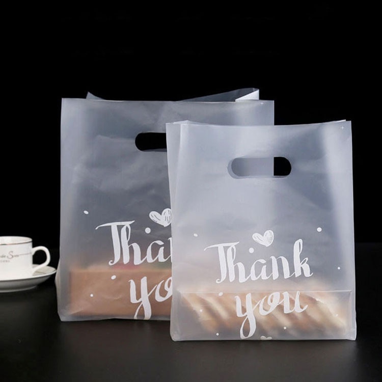 50 Stuks Dank U Plastic Zakken Plastic Boodschappentassen Met Handvat Kerst Wedding Party Favor Bag Candy Cake Wrapping tassen
