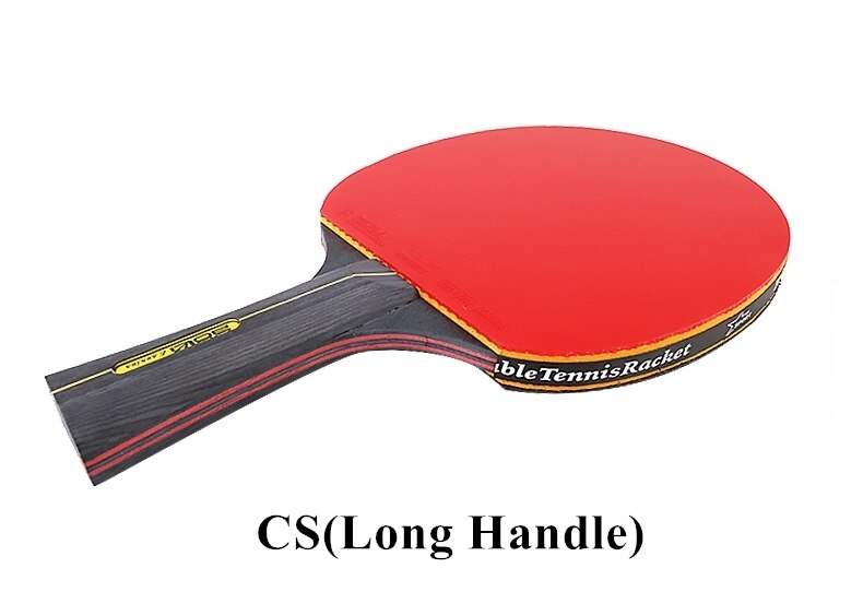 2 stk 6 stjernes ping pong racket bordtennis racket sett kviser-i gummi høy blad bat padle med bag: Langt håndtak