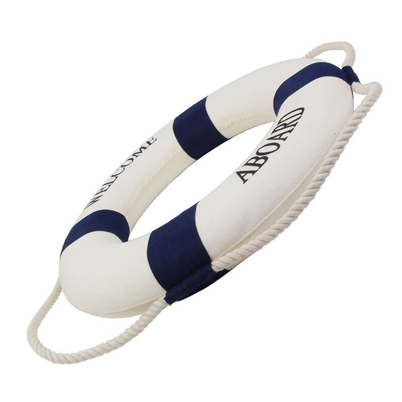 2 Stck Dekorative Willkommen ein Bord Nautische Rettungsring Ring Wandbehang Heimat Dekoration (Blau, 35cm & verrotten, 20cm)