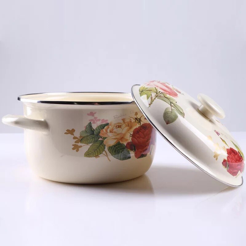 Enamel Casserole 16-26cm Enamel Stock Pot Cookware Enamel Porcelain Induction Cooker Universal Stew Pot