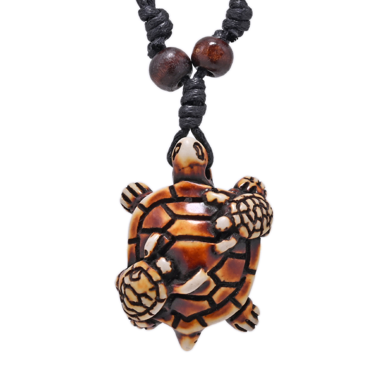 Collana da surfista Ciondolo tartaruga marina Uomo Girocollo inca Gioielli Stile nautico Imitazione yak osso Collane Amuleto Cavo di cera regolabile: Di Colore Giallo chiaro