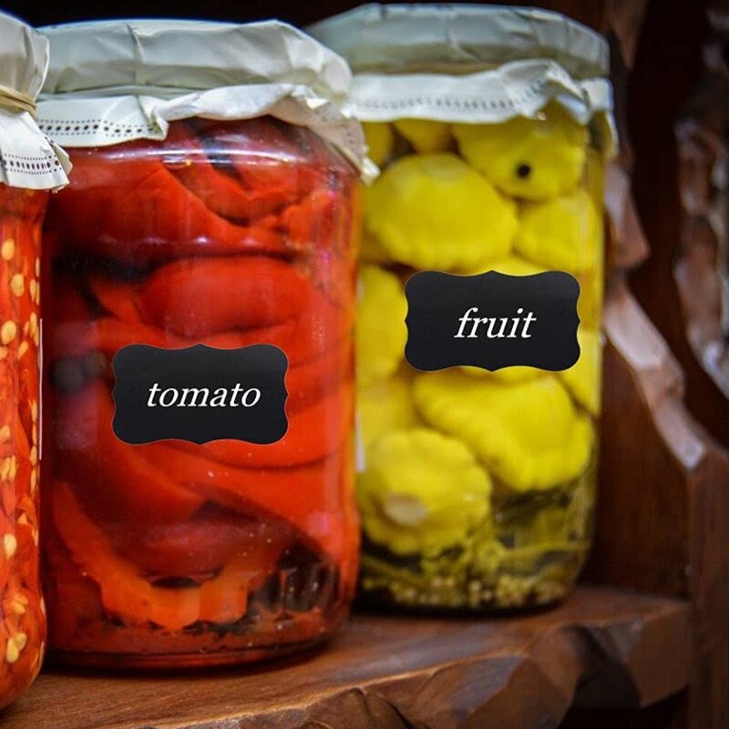 Wavy Shape Chalkboard Labels ,Erasable Reusable Rectangle Blackboard Stickers with 1 Liquid Chalk Pen,150 Pieces