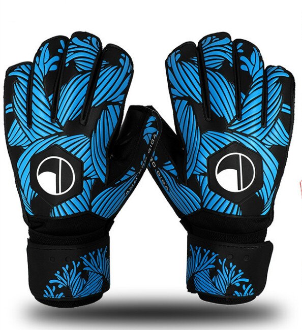 Goalkeeper Gloves With Finger Protection Thickened Latex Soccer Football Goalie Gloves Goal keeper: black blue / size 8