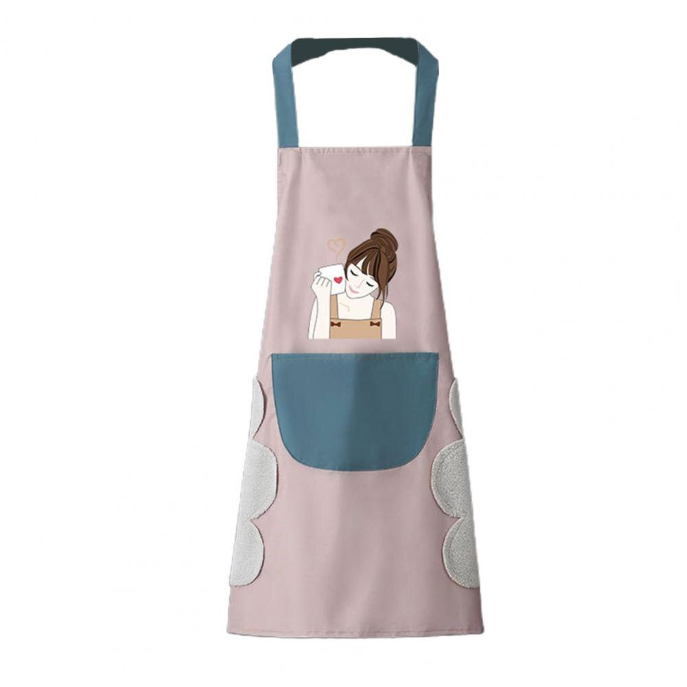 Anti-verformt Schürze mit Hand Spitze hoch Kochen Schürze Handtuch Einstellbare Schnalle Küche Schürze PVC Garten Schürze Kochen Gerät: Lotus Rosa / Bär