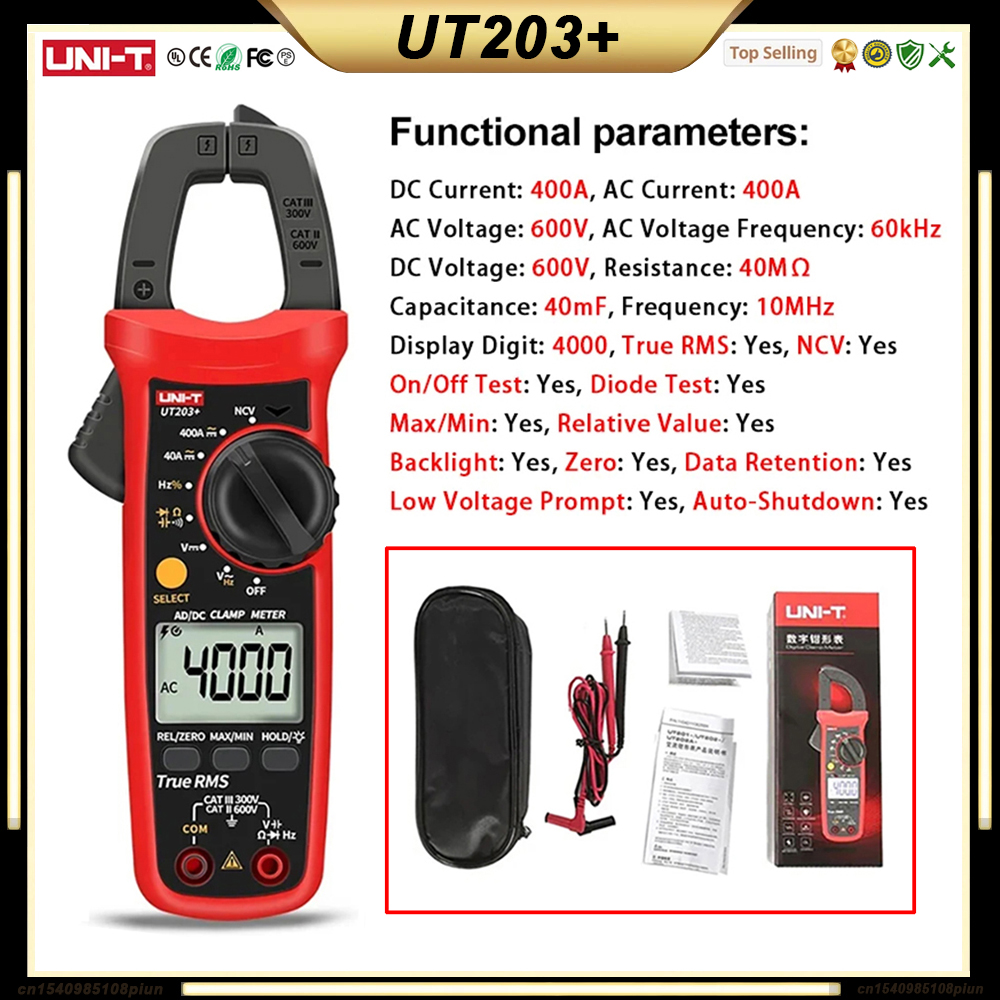 UNI T UT210E UT210D UT202A + UT204 PLUS Stroomtang Ampèremeter Digitale Elektricien Tool Elektrische Tester Multimeter: Blauw